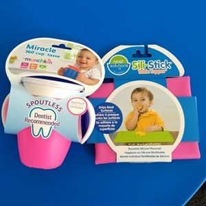 Brand New pink baby 360 sippy cup and placemat